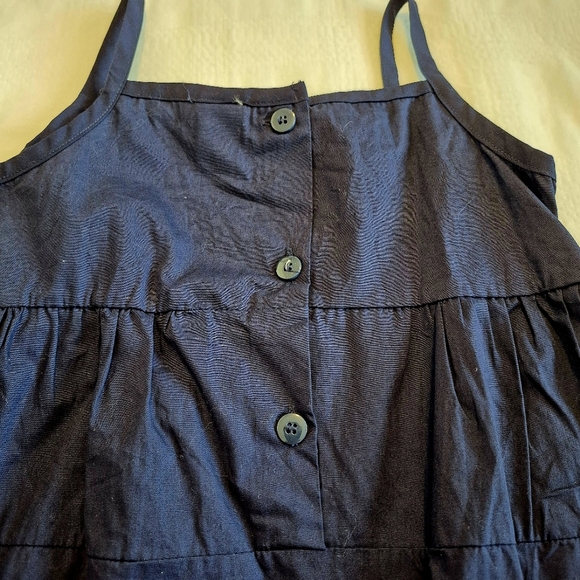 Faded Glory girls size 7 navy blue sun dress ribbon with flower design, VGUC - Picture 5 of 7